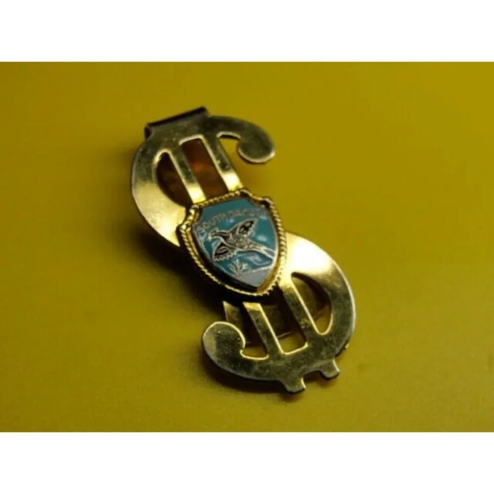 South Dakota Money Clip Pheasant Gold Tone Steel Credit Card Cash